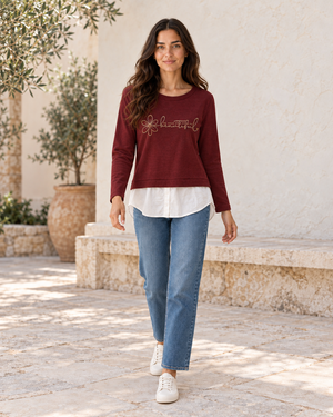 SUDADERA BEAUTIFUL-GRANATE