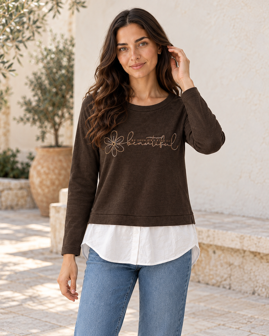 SUDADERA BEAUTIFUL-MARRÓN