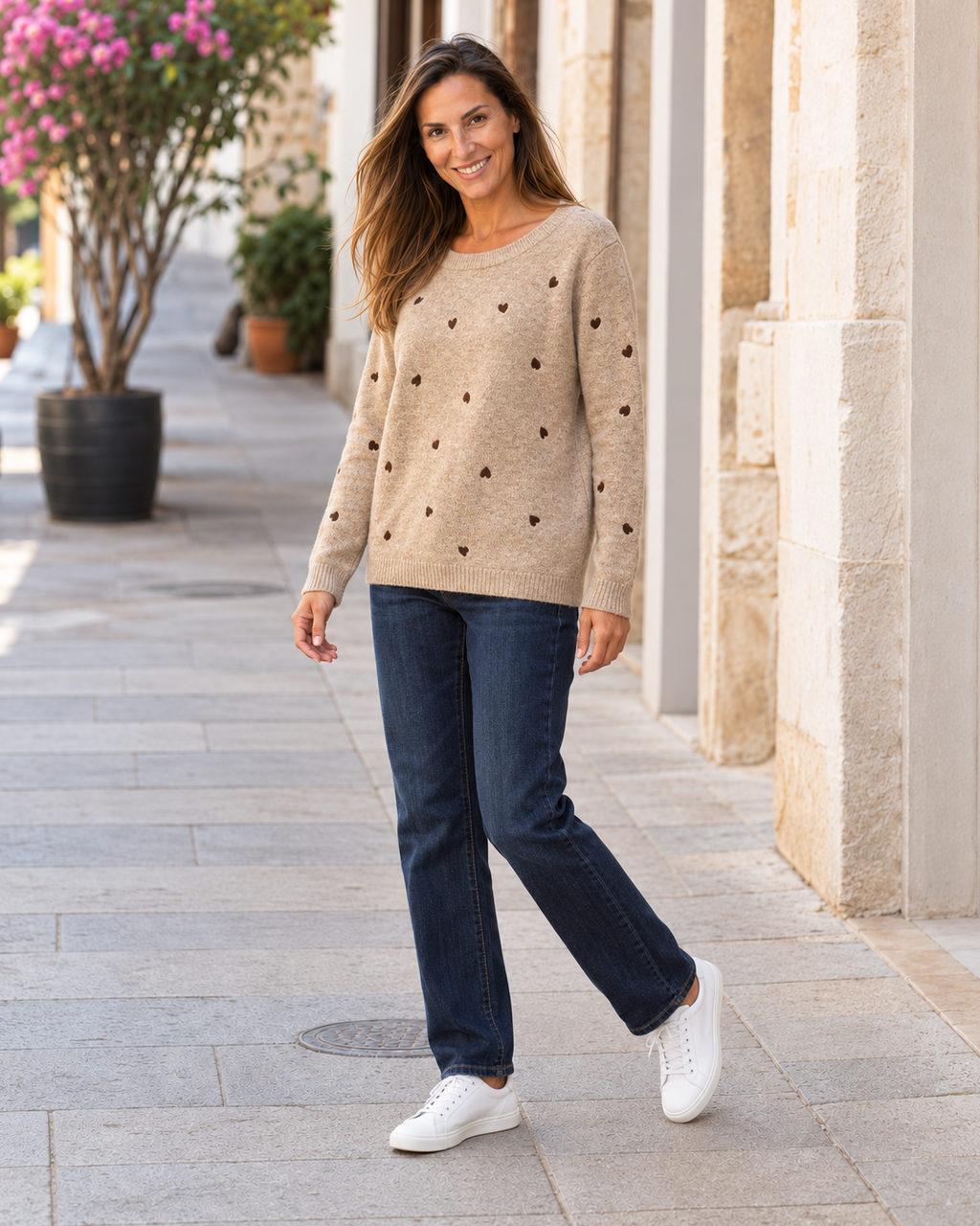JERSEY  CORAZONES-BEIGE