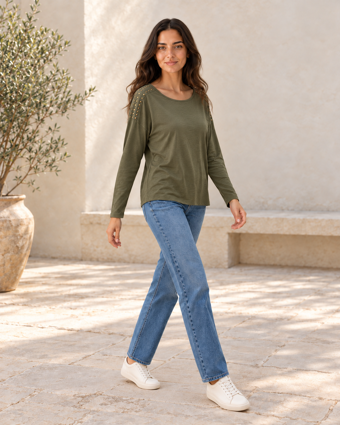 CAMISETA TACHUELAS-KHAKI