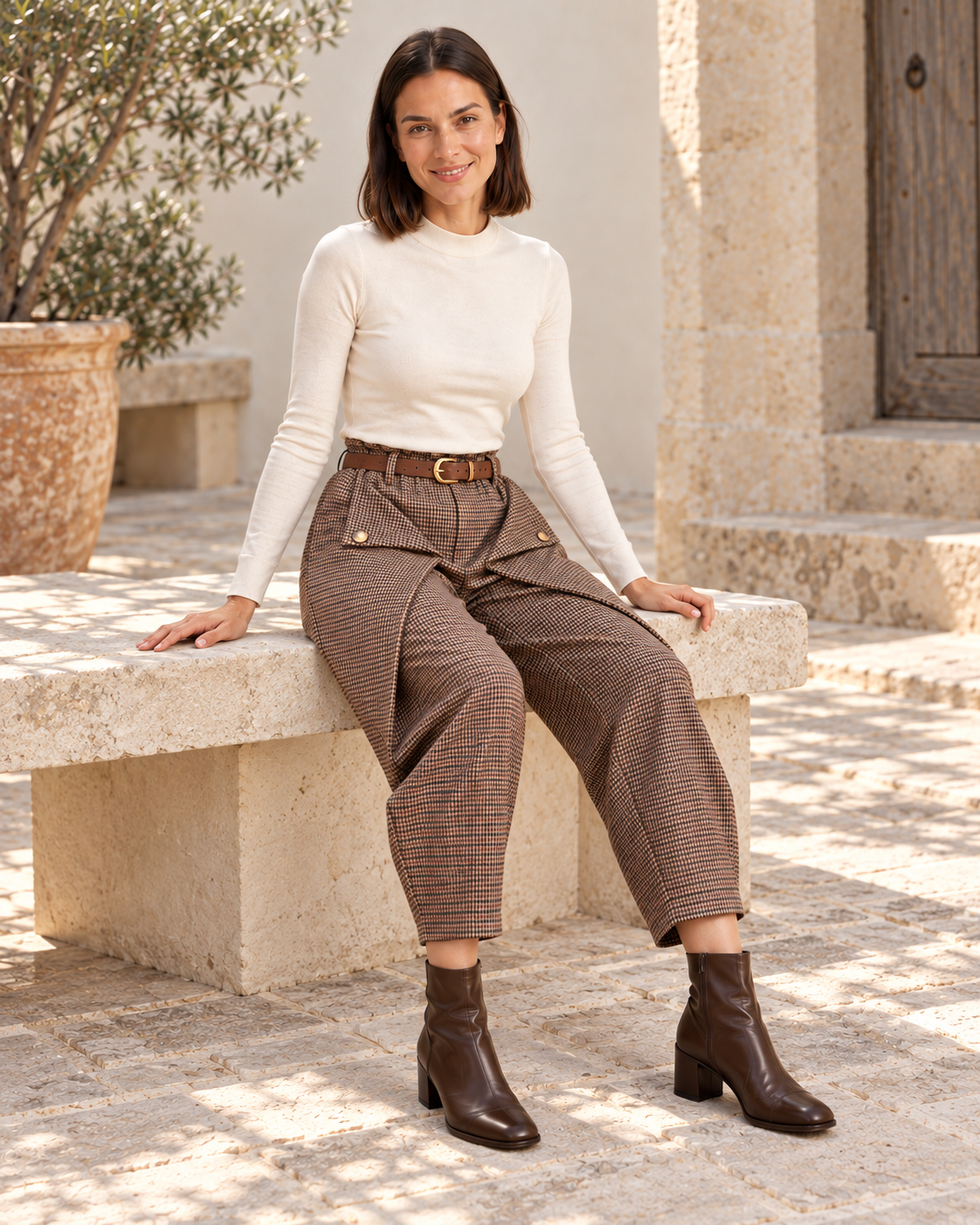 PANTALÓN CUADROS-NEGRO/ROJO