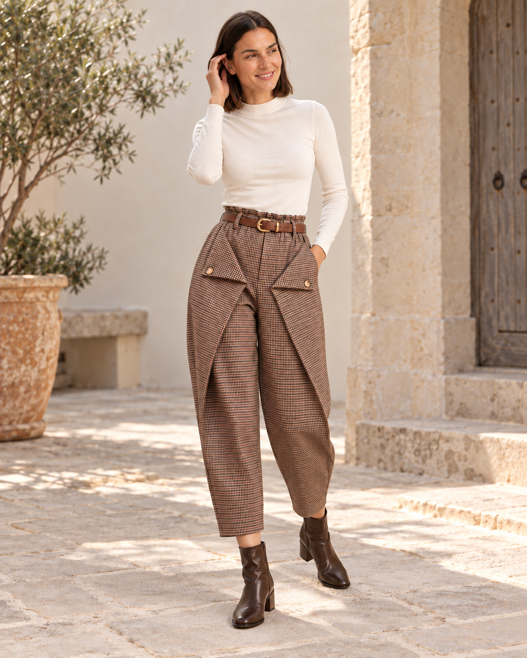 PANTALÓN CUADROS-NEGRO/ROJO