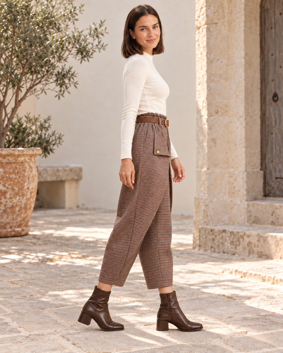 PANTALÓN CUADROS-NEGRO/ROJO