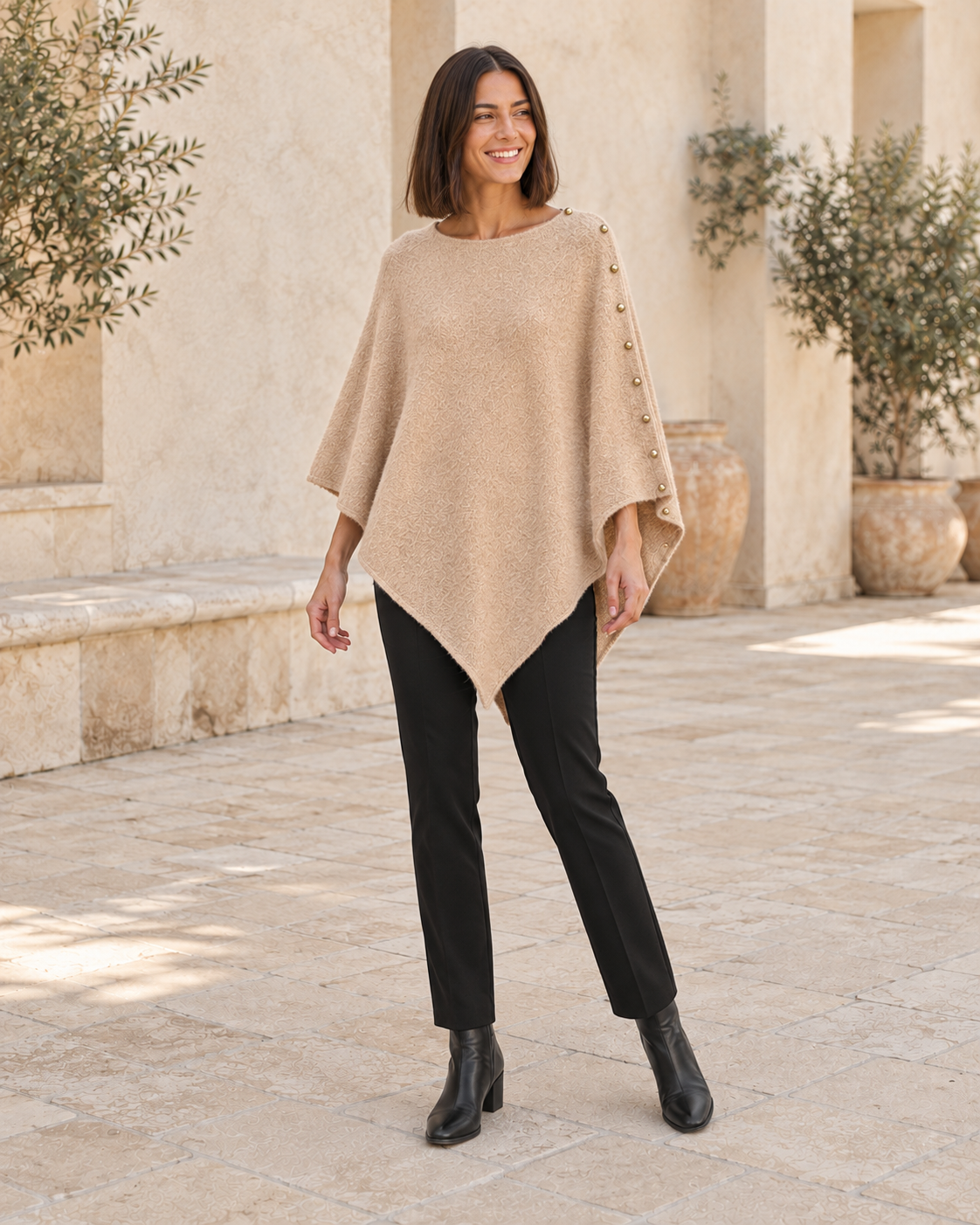 PONCHO TACHUELAS-BEIGE