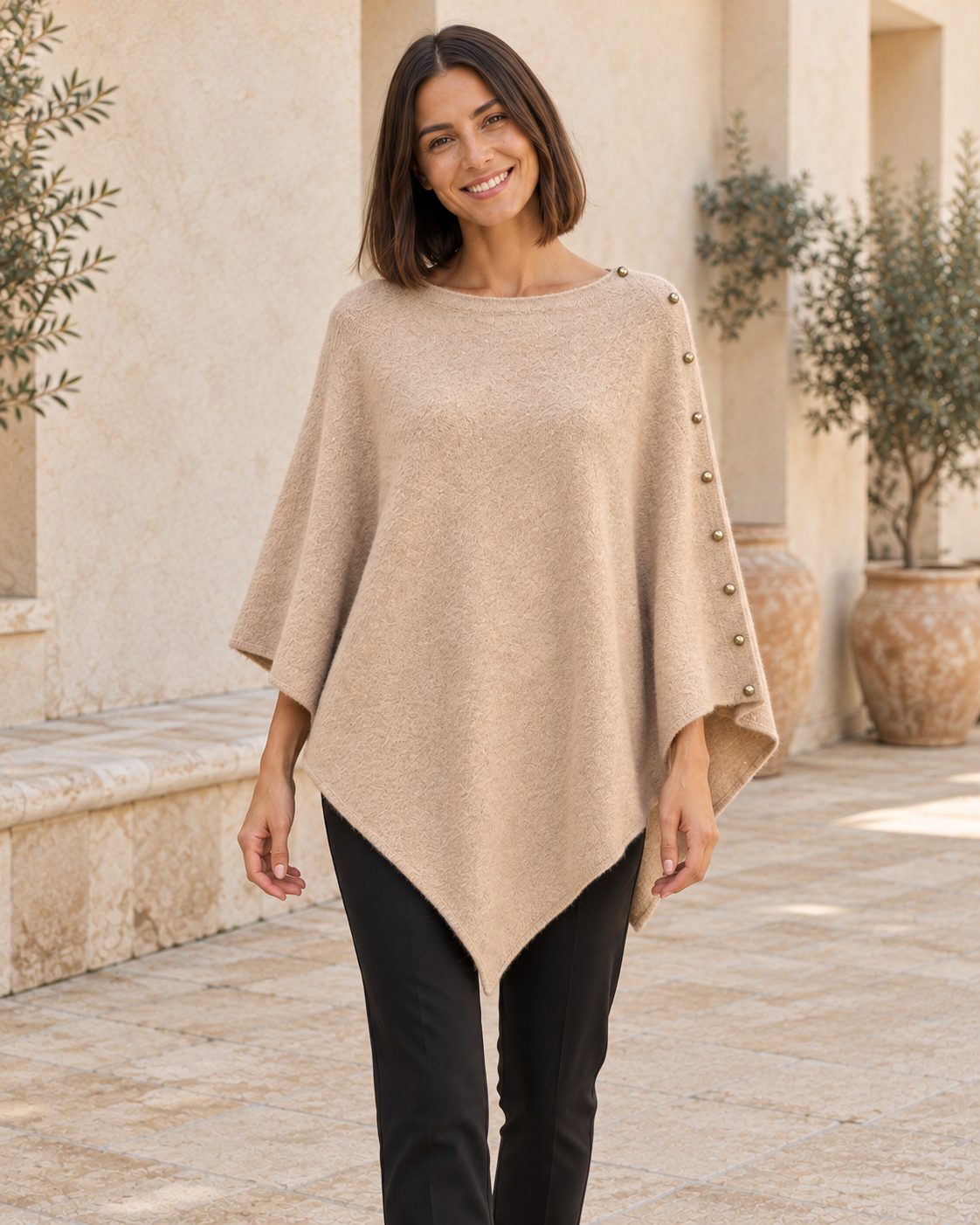 PONCHO TACHUELAS-BEIGE