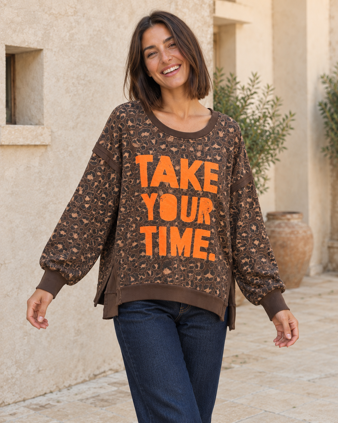 MAXI SUDADERA TAKE-MARRÓN