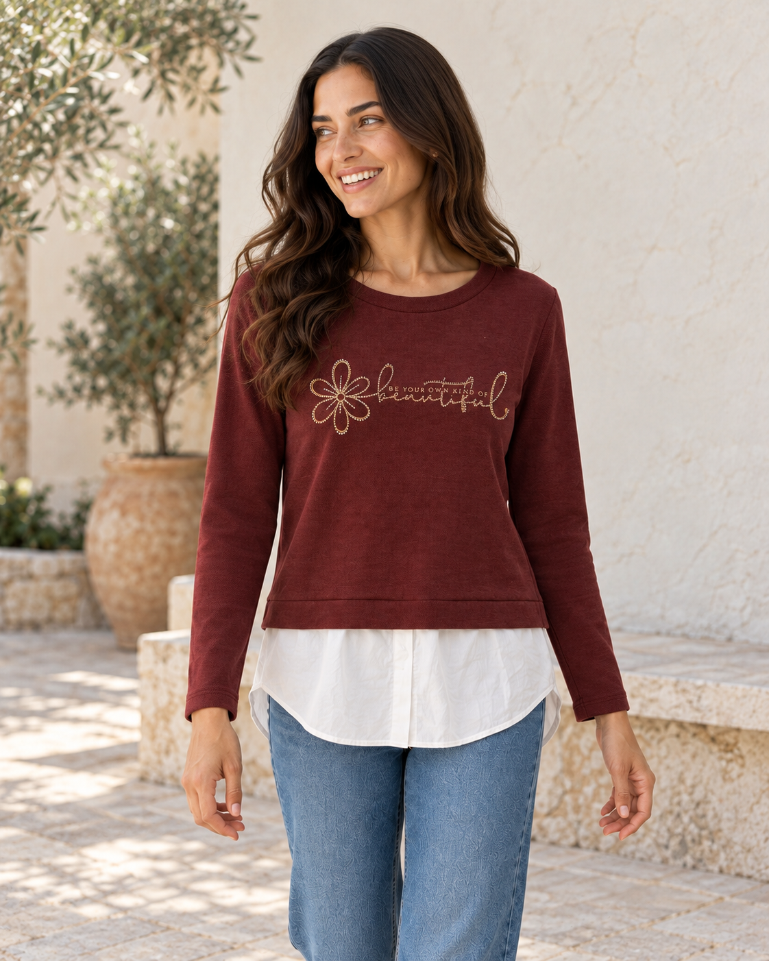 SUDADERA BEAUTIFUL-GRANATE