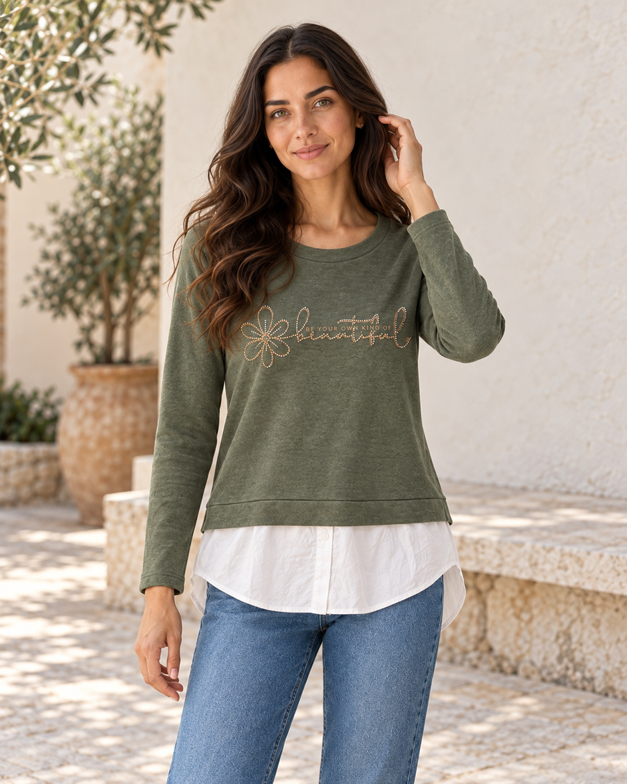 SUDADERA BEAUTIFUL-KHAKI