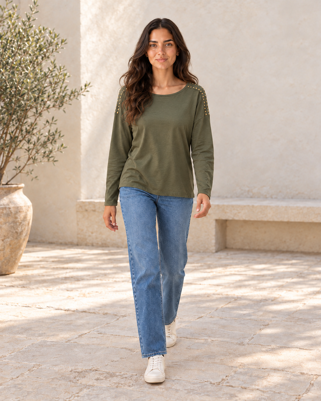 CAMISETA TACHUELAS-KHAKI