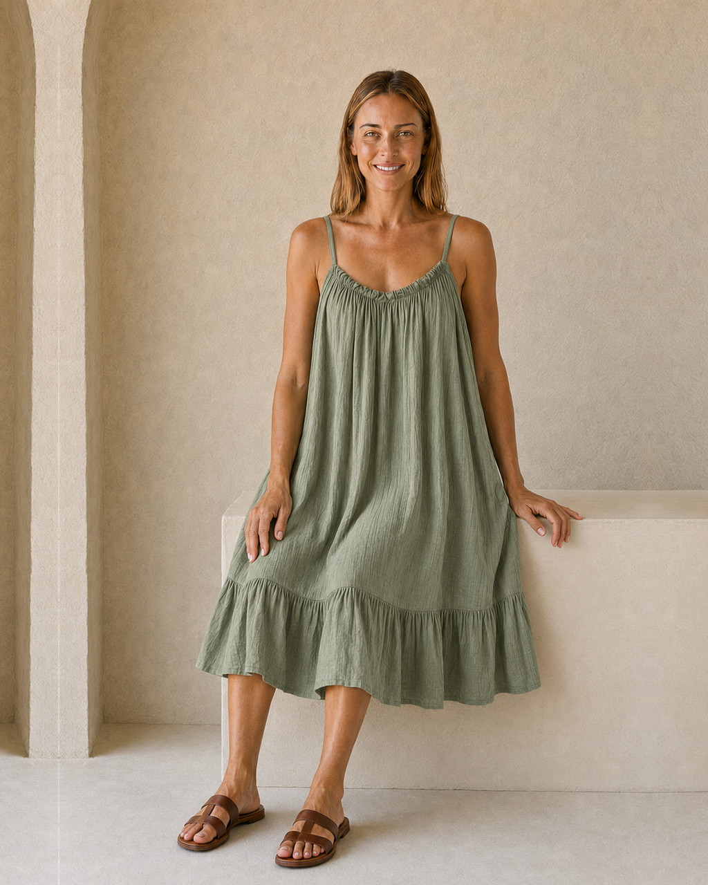 VESTIDO TIRANTE-KHAKI