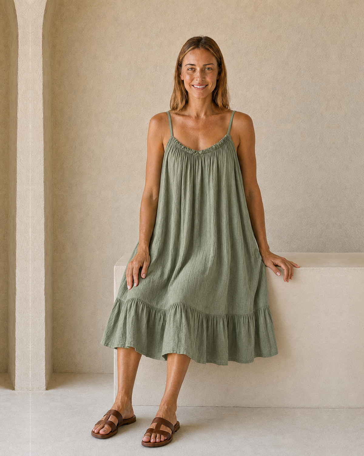 VESTIDO TIRANTE-KHAKI